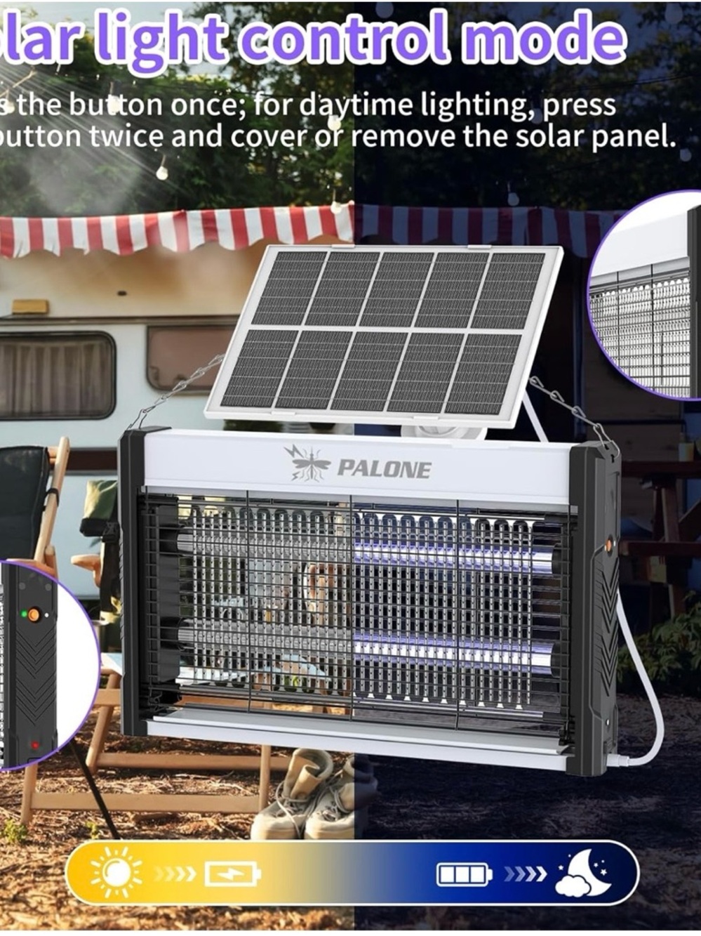 PALONE Solar Bug Zapper Outdoor - Picture 5 of 5